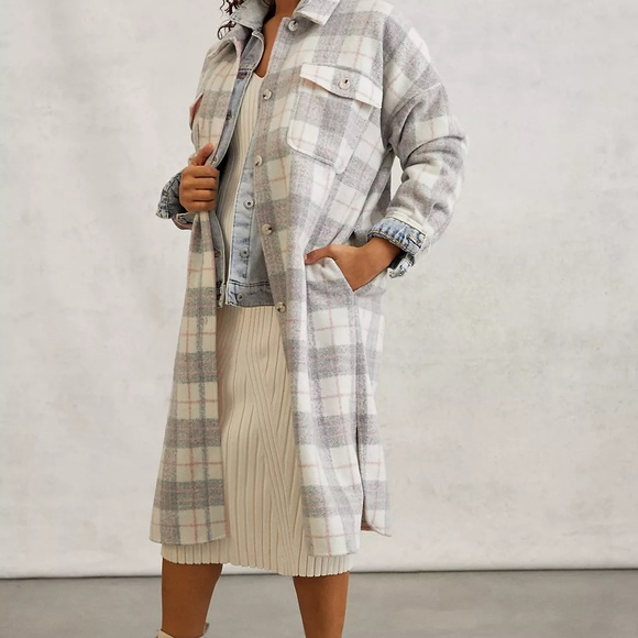 IF BY SEA Anthropolgie Bobbie Plaid Shacket - Picture 6 of 12